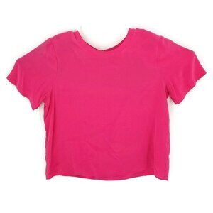 Karen Arnold Womens Blouse Pink Short Sleeve Crew Neck Stain Repellent Silk XL